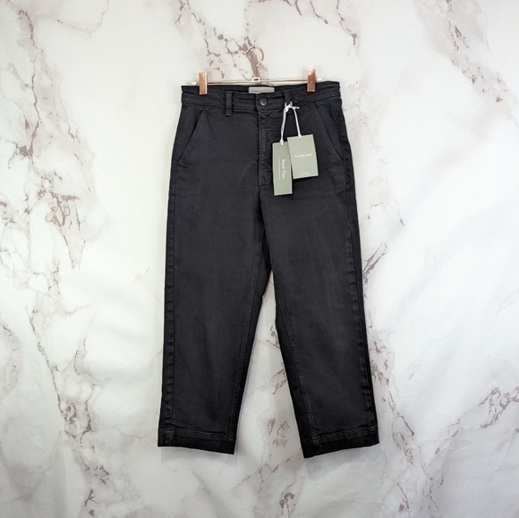 Everlane Pant The Straight Leg Crop Washed Black High Rise Stretch Ankle NEW - Picture 3 of 14